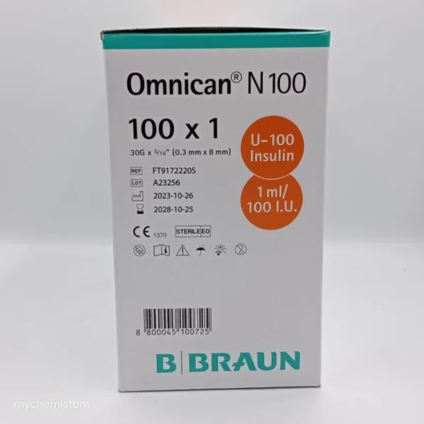 B. Braun Omnican Single-Use Insulin Syringes With Integrated Needle