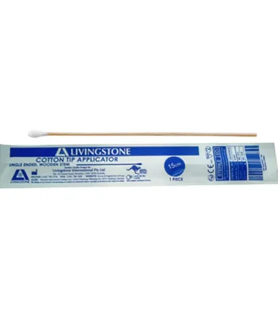 Cotton Tip Applicator Single Tipped Biodegradable Wooden Stem 15cm Sterile