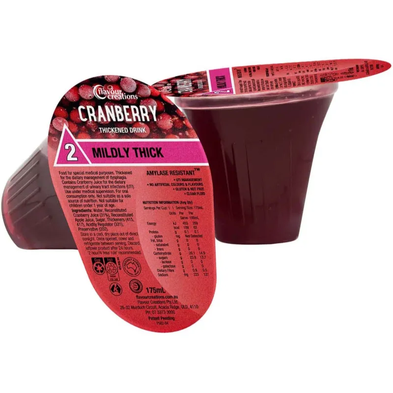 Flavour Creations Cranberry Drink 175mL Level 2 Mildly Thick Flavour Creations Cranberry Drink 175mL Level 2 Mildly Thick