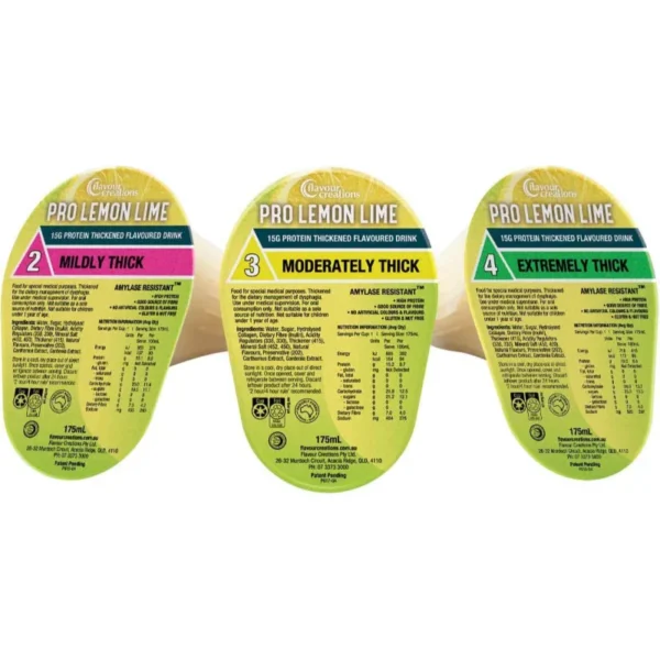 Flavour Creations Lemon Lime Flavoured 15g Protein Thickened Drink 175mL Box of 24 - All Types