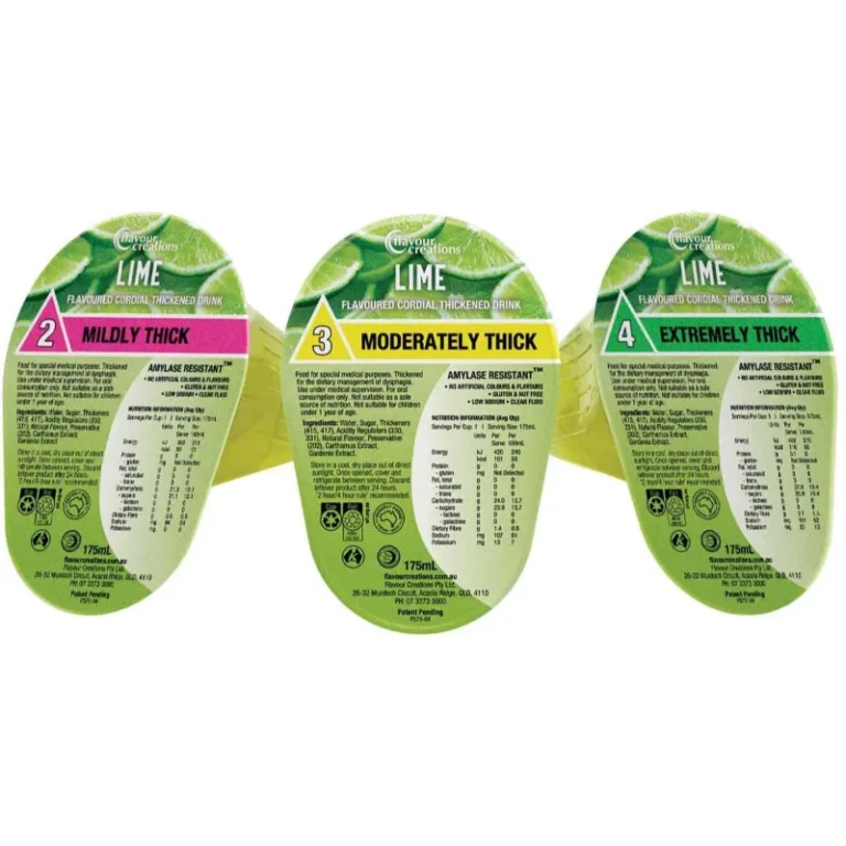 Flavour Creations Lime Cordial Drink 175mL Dysphagia Cup RTD Box of 24 - All Types
