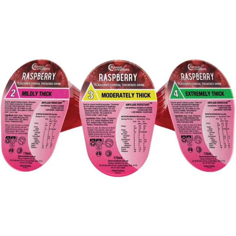 Flavour Creations Raspberry Flavoured Thickened Cordial Drink 175mL Flavour Creations Raspberry Flavoured Thickened Cordial Drink 175mL