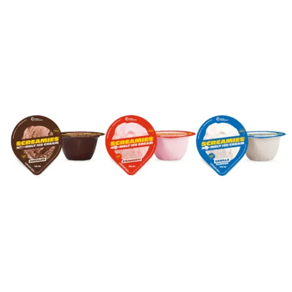 Flavour Creations Screamies No Melt Ice Cream 120gm Cup Box of 36 - All Flavours