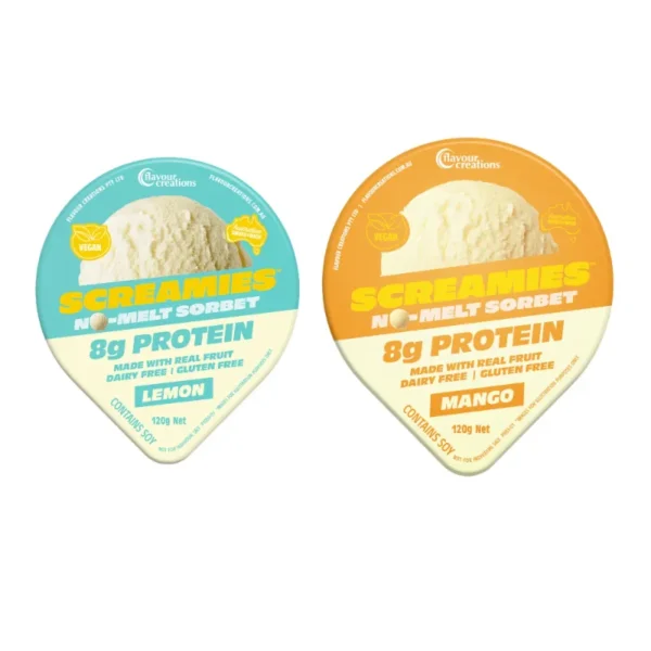 Flavour Creations Screamies No-Melt Sorbet 8g Protein Box of 12 (Mango / Lemon)