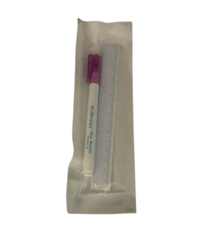 Mdevices Non Steile Surgical marking Pen - Regular tip with 1.0mm line width with a printed rule ruler and label sheet