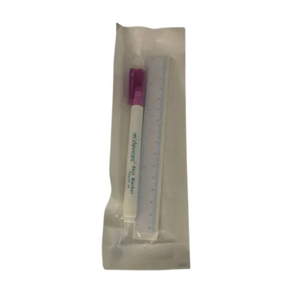 Mdevices Non Steile Surgical marking Pen - Regular tip with 1.0mm line width with a printed rule ruler and label sheet