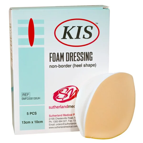 KIS Foam Dressing Heel Shape Non-Adhesive, 13cm x 10cm, Box of 5 (SMFD200130UH)