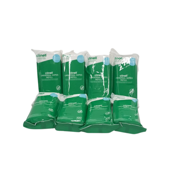 Clinell Universal Wipes Refill Packet of 100 (CWTUB100RAUS) - 8packs/ctn