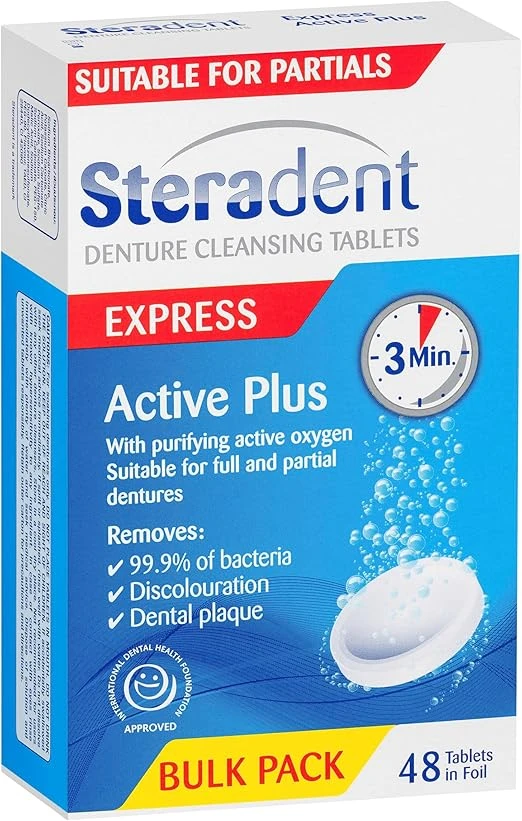 2026-03-04-69a857404406c-1.webp Steradent Active Plus Denture Cleanser Tablets, Pack of 48 - Image 1