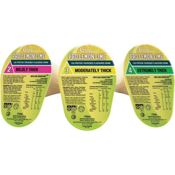 Flavour Creations Lemon Lime Flavoured 15g Protein Thickened Drink 175mL, Box of 24 - All Types