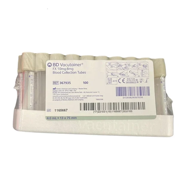 BD Vacutainer Blood Collection Tubes 13 x 75mm, 4ml FX 10mg:8mg Grey 367935 - Box of 100