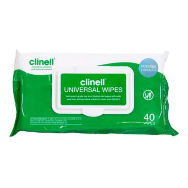 Clinell Universal Sanitising Wipes 25cm x 25cm (40wipes/pack) CW40 - Box of 24 Packs