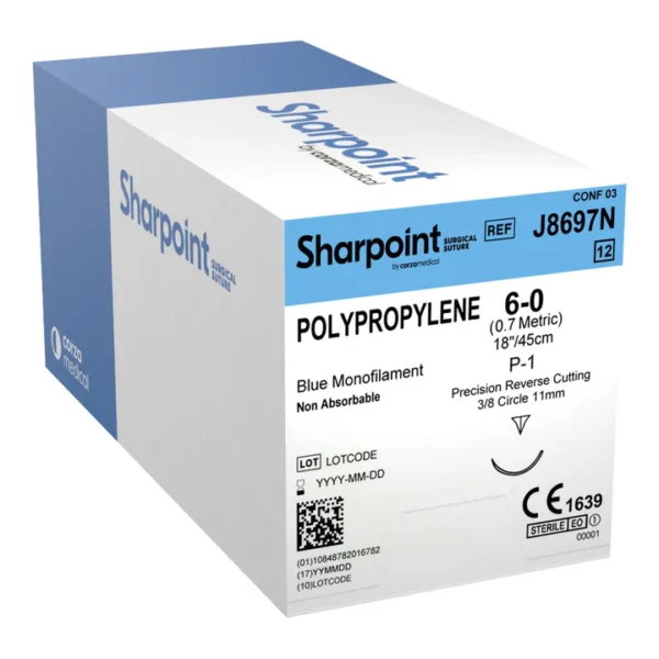 Sutures Polypropylene Sharpoint Blue, Box of 12 - All Sizes