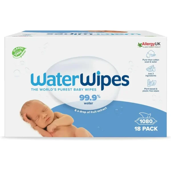 WaterWipes Biodegradable Baby Wipes 99.9% Water - 1 Ctn (18 x 60wipes / Pack)