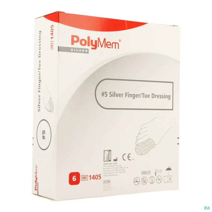 9853_source_1666136358 PolyMem Silver Finger Toe Dressing, Box of 6 - All Sizes - Image 1