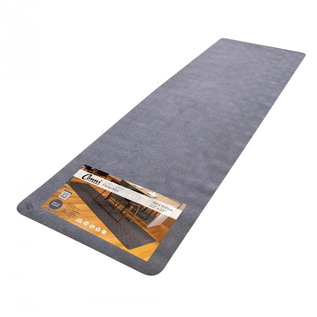 99-090300-00-1-B-1800x1800h Conni Anti Slip Absorbent Floor Mat 90x300cm, Marathon Runner, Each (Grey / Pebble) - Image 1