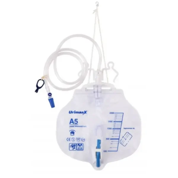 Aaxis Urimaax Drainage Night Bag A5 2000mL Sterile 120cm Tube Lever Tap