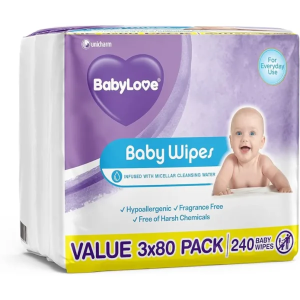 BabyLove Everyday Wet Wipes Fragrance Free Hypoallergenic 720 Piece