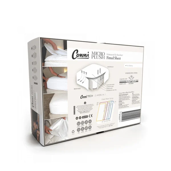 Conni Micro-Plush Waterproof Fitted Sheet, King Single White (MP-107203-00-1)
