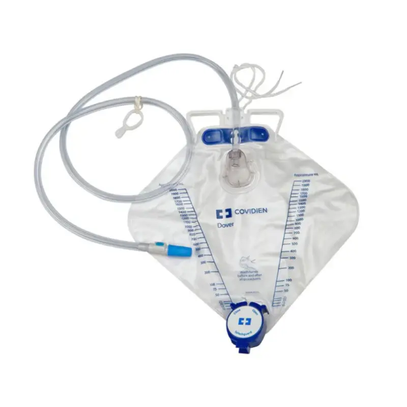 Covidien Dover Urine Drainage Bag Luer-Slip Sampling Anti-Reflux Device Drain Port 2000 mL Covidien Dover Urine Drainage Bag Luer-Slip Sampling Anti-Reflux Device Drain Port 2000 mL