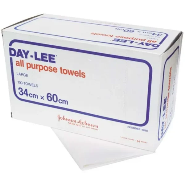 Day-Lee Lint Free All Purpose Towels, J&J DayLee Large, 34 x 60cm, 100/Box - Carton of 12 Box