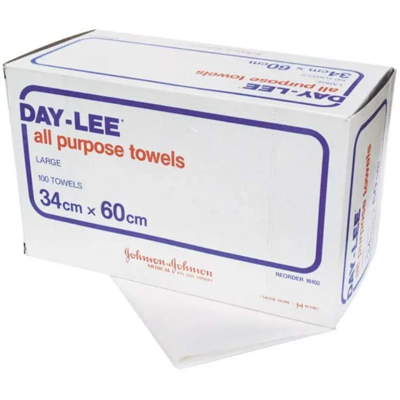 Day-Lee Lint Free All Purpose Towels, J&J DayLee Large, 34 x 60cm, 100/Box - Carton of 12 Box Day-Lee Lint Free All Purpose Towels, J&J DayLee Large, 34 x 60cm, 100/Box - Carton of 12 Box