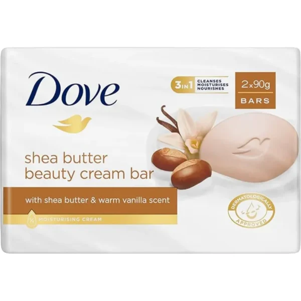 Dove Shea Butter with Warm Vanilla Scent Beauty Cream Bar Soap 4 x 90g