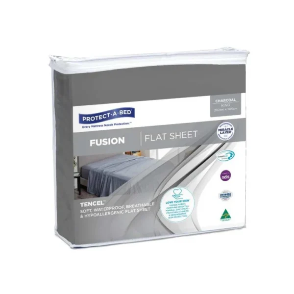 Protect-A-Bed Fusion Waterproof Flat Sheet, Charcoal - All Sizes