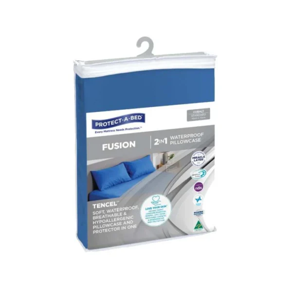 Protect-A-Bed Fusion Waterproof Pillowcases 48x73cm, Single / Twin Pack - All Colors