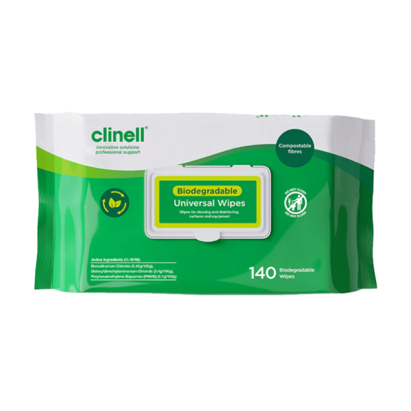 Clinell Biodegradable Universal Wipes, 140pc/pkt (CLDBCW140PFAUS)