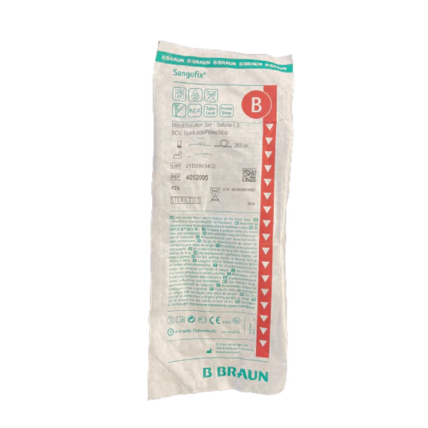 B. Braun Sangofix Blood / Solution Set-Safsite Giving Set Intravenous IV Fluid Blood, with One Way Valve Luer Lock (4052005) - Each