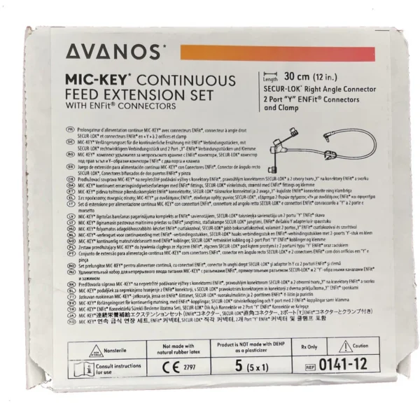 Avanos Mic-Key Continuous Feed Extension Set Secur-lok Enfit 30cm 0141-12 - Box of 5