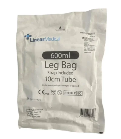 Linear Medical Leg Bag 600mL Sterile Latex Free 10cm Tube