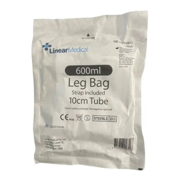Linear Medical Leg Bag 600mL Sterile Latex Free 10cm Tube