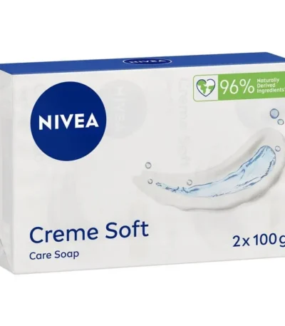 NIVEA Crème Soft Soap Bar Moisturising 100g Twin Pack Gentle Cleansing Soap Bar with Almond Oil to Moisturise Skin