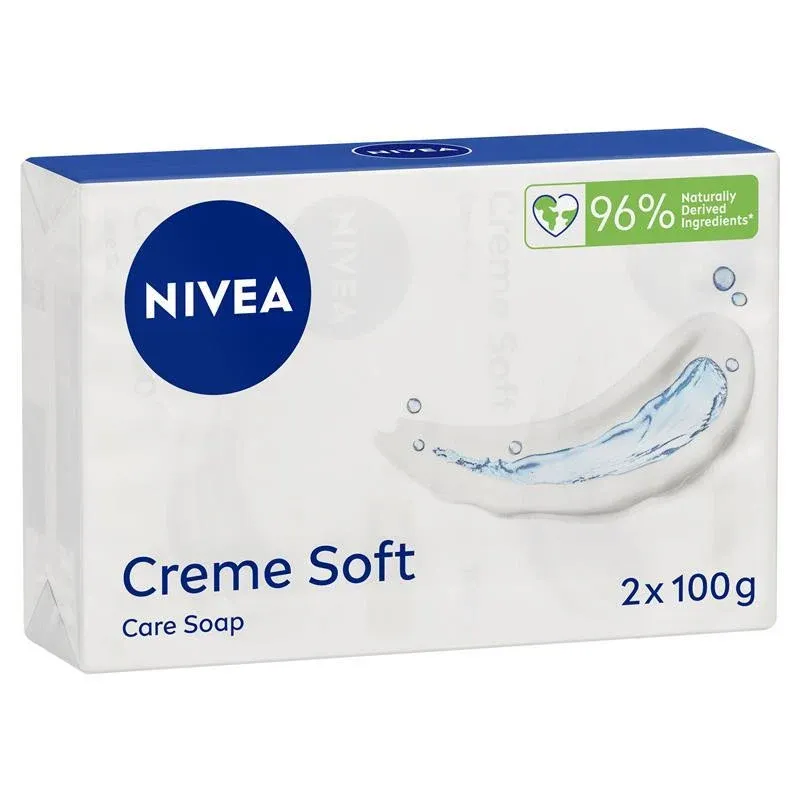 NIVEA Crème Soft Soap Bar Moisturising 100g Twin Pack Gentle Cleansing Soap Bar with Almond Oil to Moisturise Skin NIVEA Crème Soft Soap Bar Moisturising 100g Twin Pack Gentle Cleansing Soap Bar with Almond Oil to Moisturise Skin