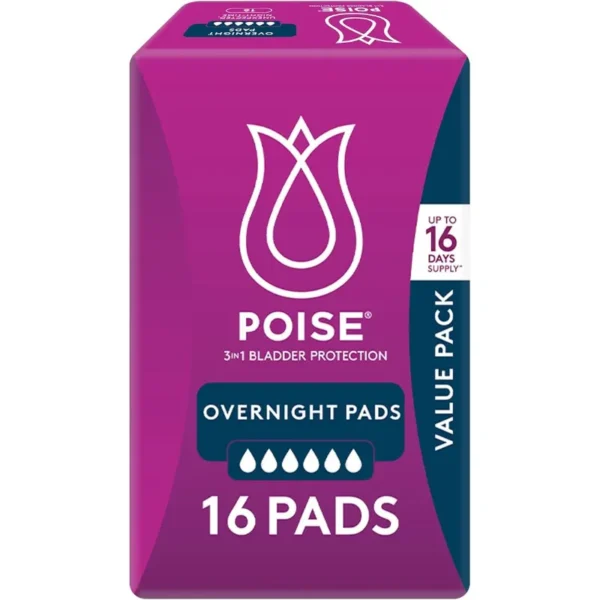 Poise Overnight Pads For Bladder Leaks 6D 16 pads pack