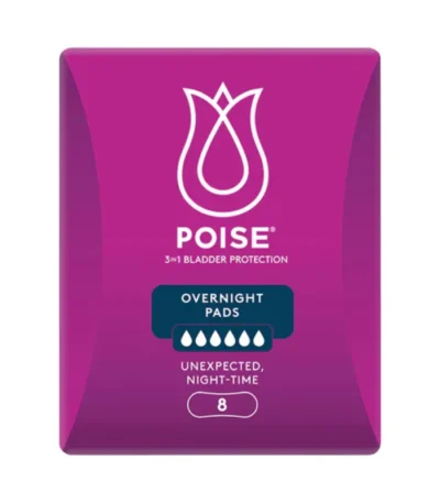 Poise Pads Overnights 400 x1 30mm Female 400mm White 770mL
