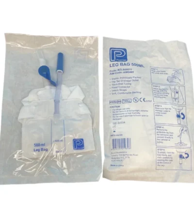 Premier Leg Bag Sterile Flip Tap 10cm 500mL with 10cm Inlet Tube