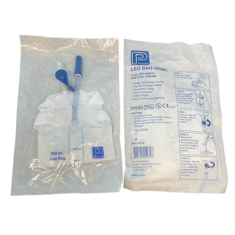 Premier Leg Bag Sterile Flip Tap 10cm 500mL with 10cm Inlet Tube Premier Leg Bag Sterile Flip Tap 10cm 500mL with 10cm Inlet Tube