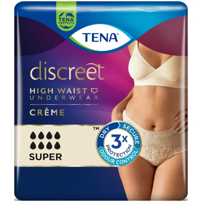 TENA Discreet Super High Waist Underwear Creme Pants TENA Discreet Super High Waist Underwear Creme Pants