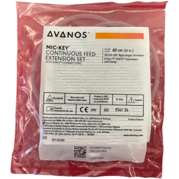 Avanos Mic-Key Single Port Feed Extension Set With Enfit Connector (0144-12) (0144-24)