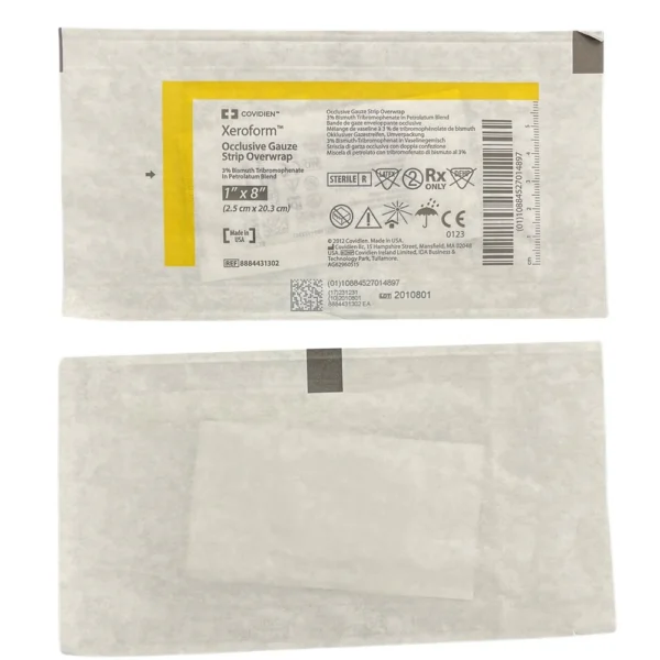 Xeroform occlusive Gauze Strip Overwrap Petroleum 2.5x20.3cm Strip (8884-431302) - Pack of 50