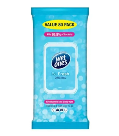 Wet Ones Be Fresh Antibacterial Hand & Body Wipes Value Pack, 80 Wipes Gentle on Skin Paraben Free Fresh Scent