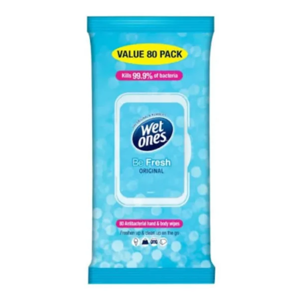 Wet Ones Be Fresh Antibacterial Hand & Body Wipes Value Pack, 80 Wipes Gentle on Skin Paraben Free Fresh Scent