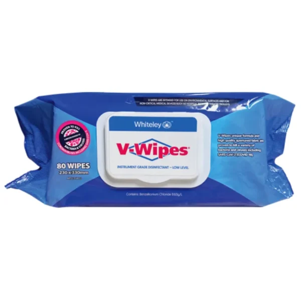 Whiteley V-Wipes Hospital Grade Sanitiser Disinfectant Wipe