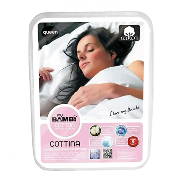 Bambi Cottina All Cotton Mattress Protector, King 183cm x 203cm