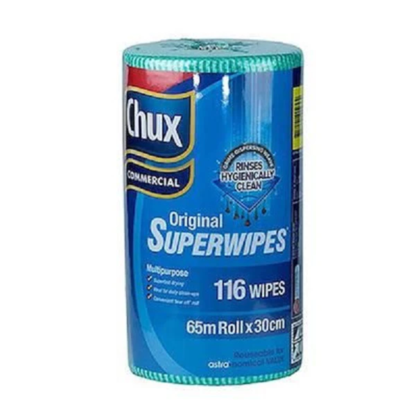 Chux Original Superwipes, 30cm x 65 Metres, Perforated, Green, 4 Rolls Per Carton