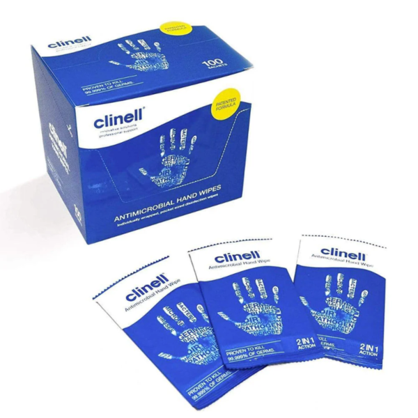 Clinell Antibacterial Hand Wipes - Blue Individually Packed