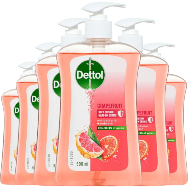 Dettol Antibacterial Liquid Handwash Pump Grapefruit, 500mL 6/pack